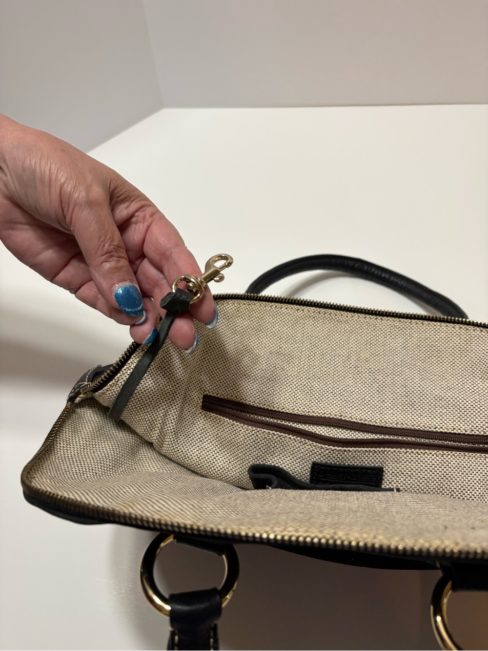 Dooney & Bourke Black Leather Dome Satchel with Tassel and Gold Hardware - Picture 8 of 16